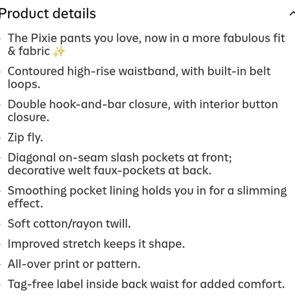 {Old Navy} High Rise Pixie Pants With Secret-Slim Pockets - Navy Floral SIZE 14 - Picture 14 of 14